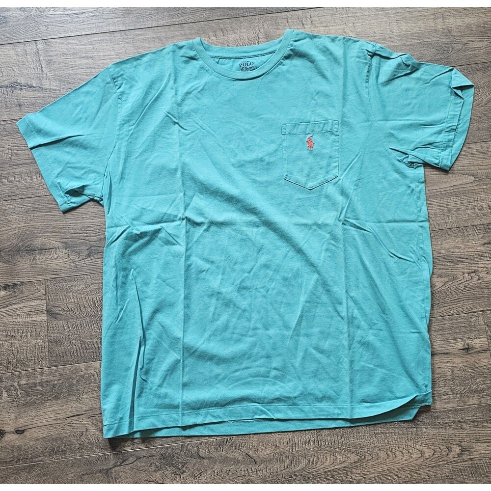 Polo Ralph Lauren Classic Fit Blue Logo Pocket Tee Cotton Crew Neck XL